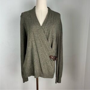 Ralph Lauren Olive Wrap Cardigan with Buckle